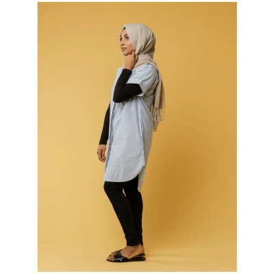 MELA Damen vegan Hemdkleid Amoli Blau Gestreift