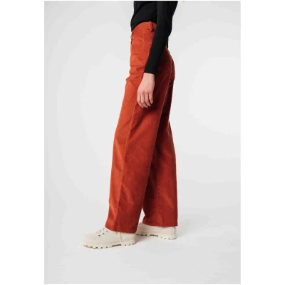 MELA Damen vegan Hose Oorja High Waist Corduroy Ziegelrot