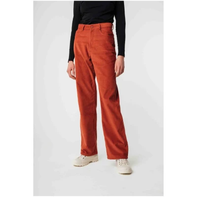 MELA Damen vegan Hose Oorja High Waist Corduroy Ziegelrot
