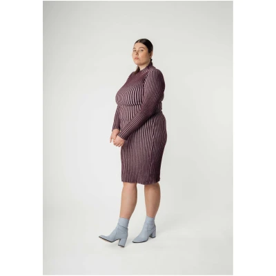 MELA Damen vegan Kleid Shivani Rippenstrick Flieder