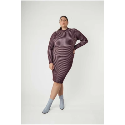 MELA Damen vegan Kleid Shivani Rippenstrick Flieder