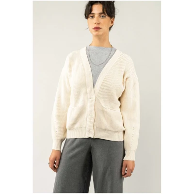MELA Damen vegan Strickjacke Artha Creme