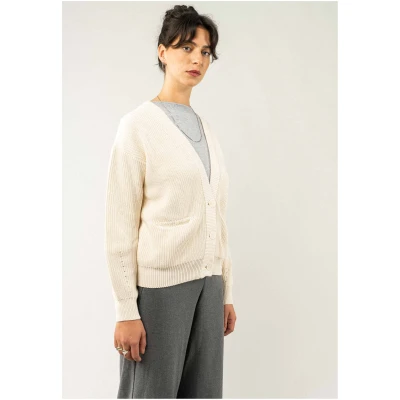 MELA Damen vegan Strickjacke Artha Creme