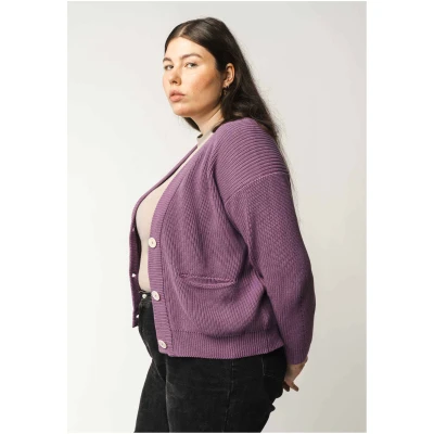 MELA Damen vegan Strickjacke Artha Flieder