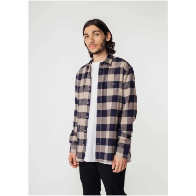 MELA Herren vegan Flanellhemd Sahel Navy Karo