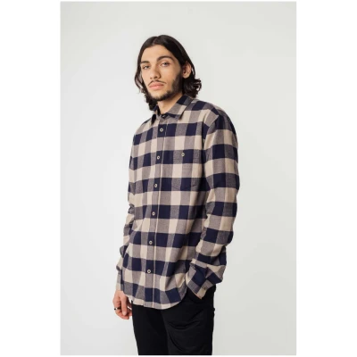 MELA Herren vegan Flanellhemd Sahel Navy Karo