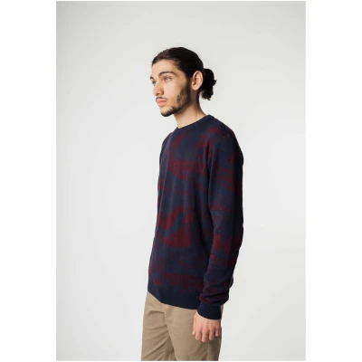 MELA Herren vegan Strickpullover Manav Navy Rot
