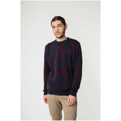 MELA Herren vegan Strickpullover Manav Navy Rot