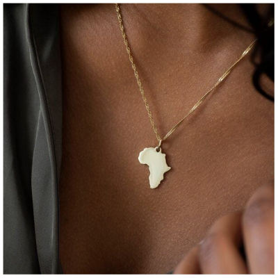 MOANINA Kette Afrika Kontinent · 14k Echtgold
