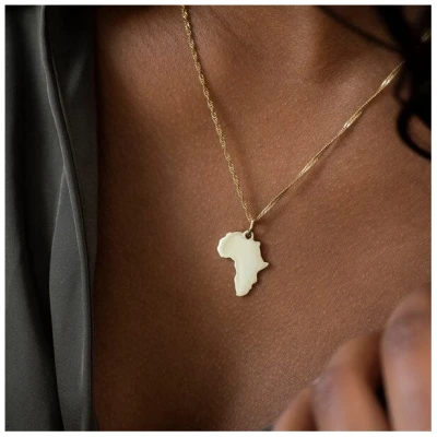 MOANINA Kette Afrika Kontinent · 14k Echtgold