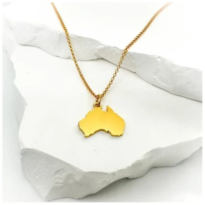 MOANINA Kette Australien Kontinent - 925 Silber/18k Gold Vermeil - 3 Längen