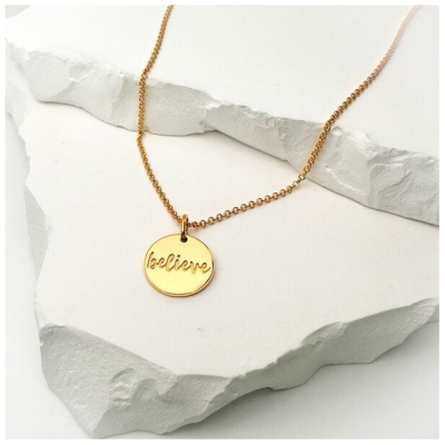 MOANINA Kette Believe Coin - 925 Silber/18k Gold Vermeil - 3 Längen