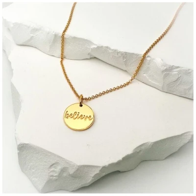 MOANINA Kette Believe Coin - 925 Silber/18k Gold Vermeil - 3 Längen