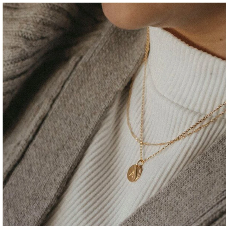 MOANINA Kette Buchstabe Initialen Gold - 925 Silber/18k Gold Vermeil - 3 Längen