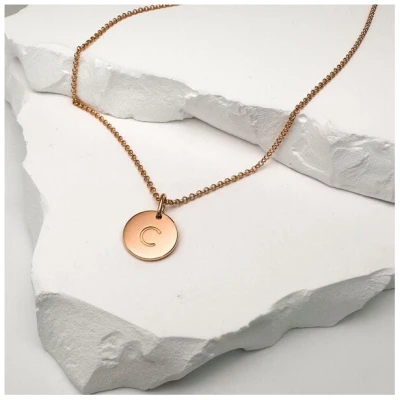 MOANINA Kette Buchstabe Initialen Roségold - 925 Silber/18k Gold Vermeil - 3 Längen