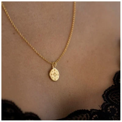 MOANINA Kette Kompass - 925 Silber/18k Gold Vermeil - 3 Längen