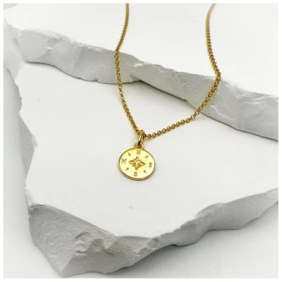 MOANINA Kette Kompass - 925 Silber/18k Gold Vermeil - 3 Längen