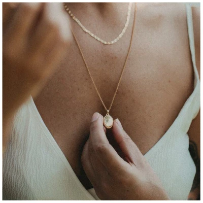 MOANINA Kette Medaillon Sara - 925 Silber/18k Gold Vermeil - 3 Längen