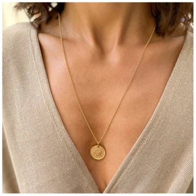 MOANINA Kette Münze Venezia - 925 Silber/18k Gold Vermeil - 3 Längen