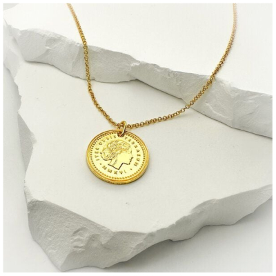 MOANINA Kette Münze Venezia - 925 Silber/18k Gold Vermeil - 3 Längen