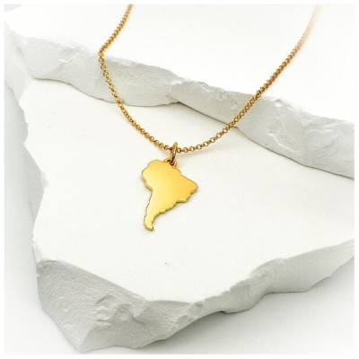 MOANINA Kette Südamerika Kontinent - 925 Silber/18k Gold Vermeil - 3 Längen