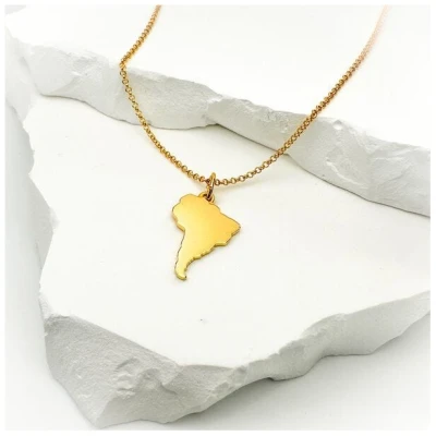 MOANINA Kette Südamerika Kontinent - 925 Silber/18k Gold Vermeil - 3 Längen