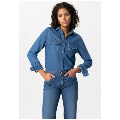 MUD Jeans Damen vegan Hemd Shirley Medium Steinblau