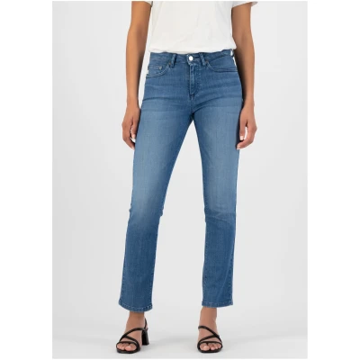MUD Jeans Damen vegan Jeans Straight Faye Authentic Indigoblau