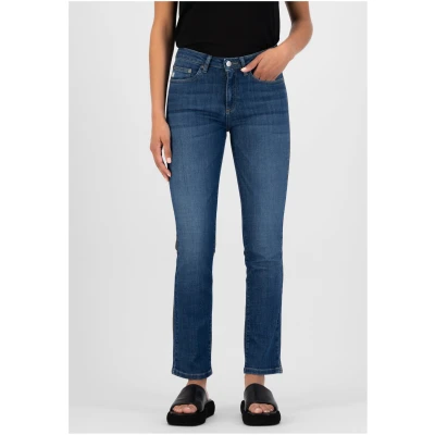 MUD Jeans Damen vegan Jeans Straight Faye Stone Indigoblau