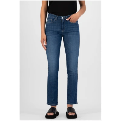 MUD Jeans Damen vegan Jeans Straight Faye Stone Indigoblau