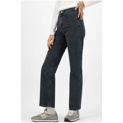 MUD Jeans Damen vegan Relax Rose Straight Jeans Used Schwarz