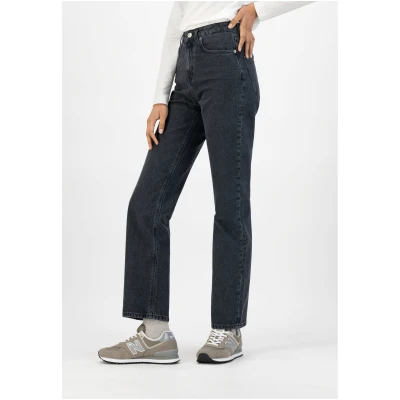 MUD Jeans Damen vegan Relax Rose Straight Jeans Used Schwarz