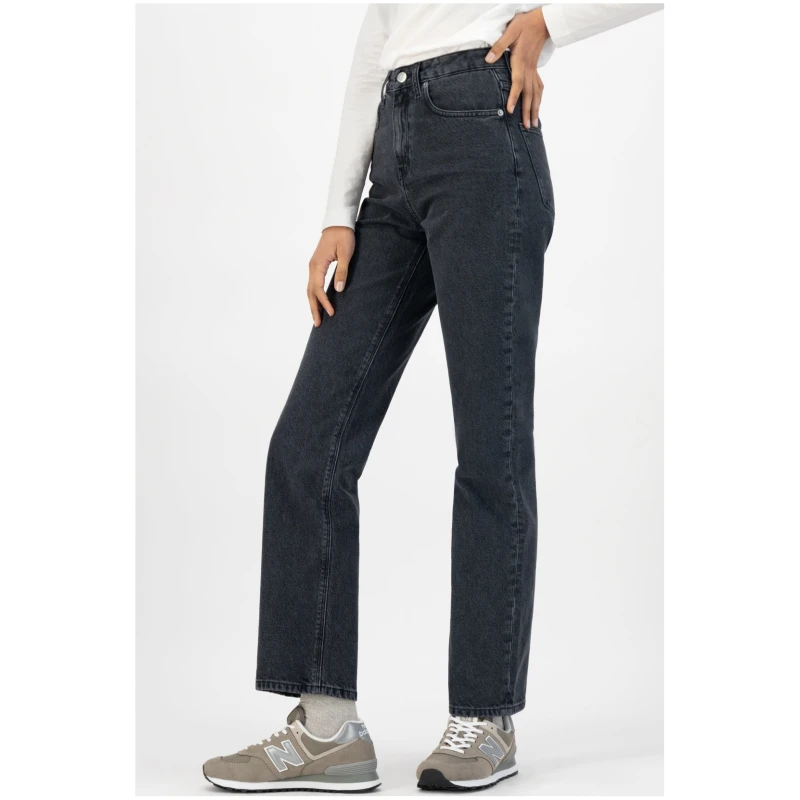 MUD Jeans Damen vegan Relax Rose Straight Jeans Used Schwarz
