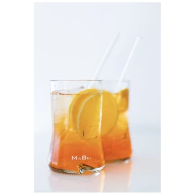 MaBe Upcycling Glas aus der Aperol Flasche MIT Glashalm - 1 Stück