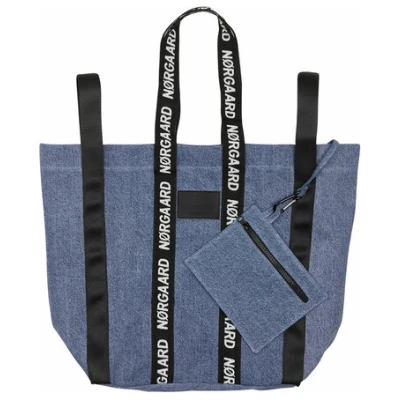 Mads N⌀rgaard Damen vegan Shopper Tasche Denim Overdyed Paisley Lila