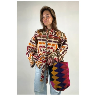Maison Badigo Damen vegan Shopper Tasche Mundo Multicolor