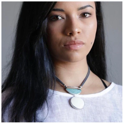 Mambu Design Upcycling Halskette - Ocean - Straußeneischmuck