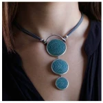 Mambu Design Upcycling Halskette - Tri Circles Teal - Straußeneischmuck