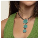 Mambu Design Upcycling Halskette - Tri Circles Teal - Straußeneischmuck