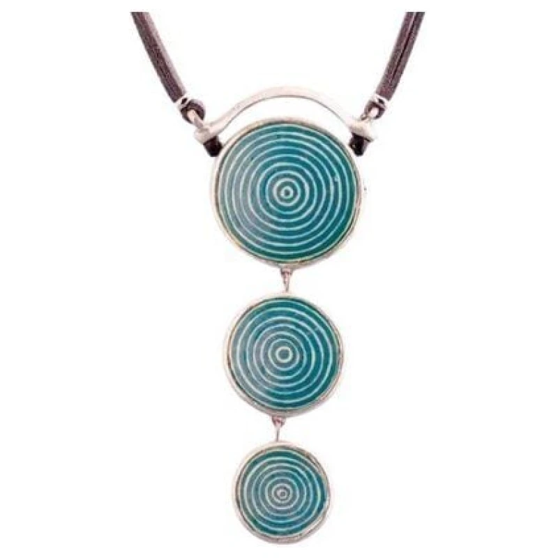 Mambu Design Upcycling Halskette - Tri Circles Teal - Straußeneischmuck