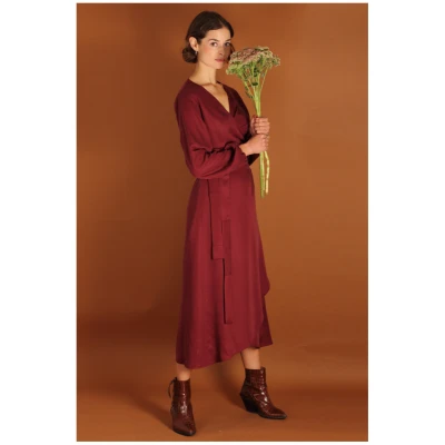 ManduTrap Damen vegan Wickelkleid Tara Beerenrot