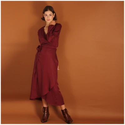 ManduTrap Damen vegan Wickelkleid Tara Beerenrot