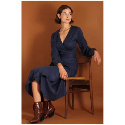 ManduTrap Damen vegan Wickelkleid Tara Blau