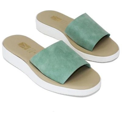Marita Moreno Gestreifte Plateau-Sandalen aus Upcycled