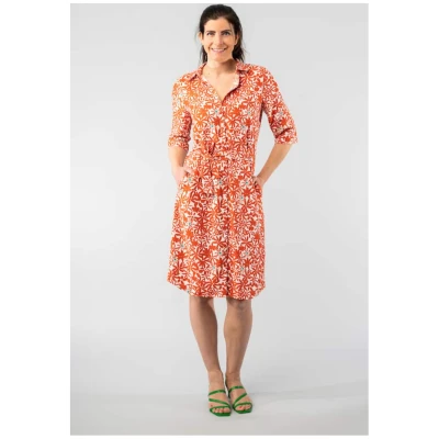 Marjolein Elisabeth Damen vegan Kleid Merel Blumen Rot