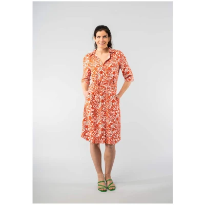 Marjolein Elisabeth Damen vegan Kleid Merel Blumen Rot