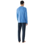 Mey Herren Schlafanzug Pyjama lang "Micro Blue" Made-in-Green