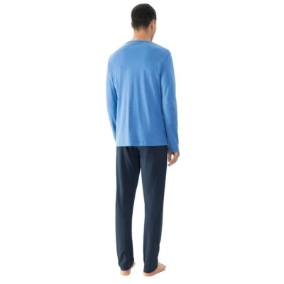 Mey Herren Schlafanzug Pyjama lang "Micro Blue" Made-in-Green