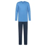 Mey Herren Schlafanzug Pyjama lang "Micro Blue" Made-in-Green