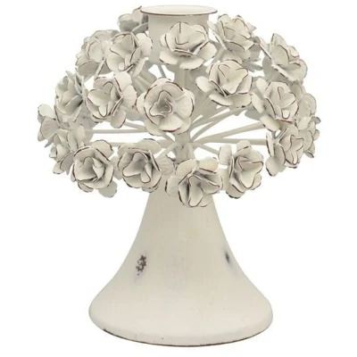 Mitienda Shop Kerzenständer rustikal mit Blumen, weiß